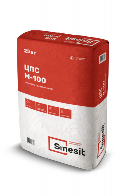 Цементно-песчанная смесь М-100 SMESIT ЗИМА, 25кг