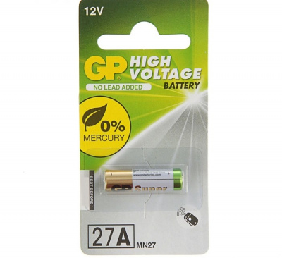 Батарейка алкалиновая GP Mercury Free, А27 (27A, MN27)-1BL, 12В, блистер, 1 шт
